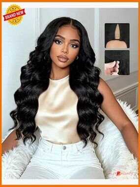 250% Density V Part Wig Human Hair Body Wave with Drawstring Clip In Glueless